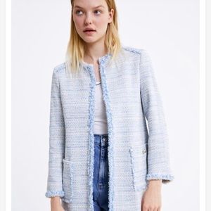 Zara Light Blue Tweed Jacket